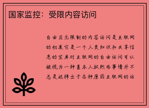 国家监控：受限内容访问 